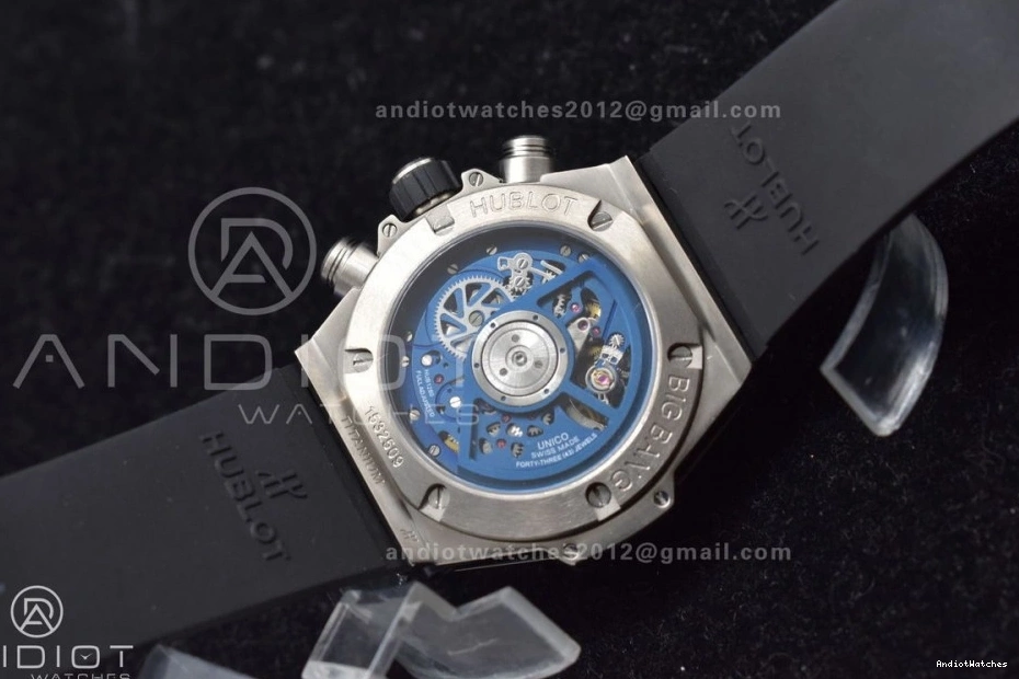 Edition Skeleton Dial ZF 1:1 424 A Rubber Titanium Hublot on Blue Best FlexibleFit Big Unico Blue Strap Bang 0330